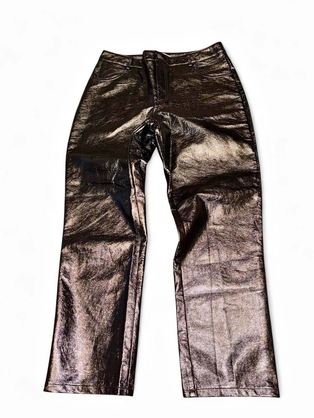 Black Coated Straight Leg Pants Like New